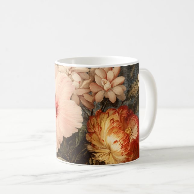 Livsglad Vintage Blomsterarrangemang Kaffemugg (Framsida höger)