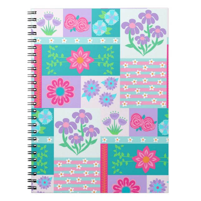 Livsglada blommande blommor design anteckningsbok (Framsidan)