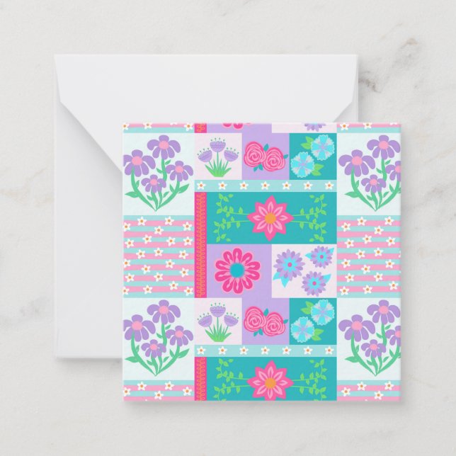 Livsglada blommande blommor design anteckningskort (Framsida)