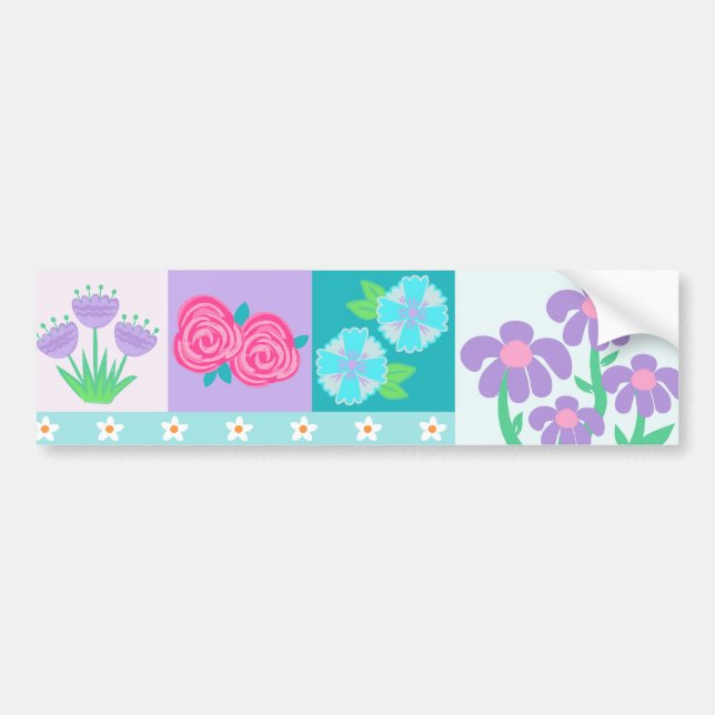 Livsglada blommande blommor design bildekal (Framsidan)