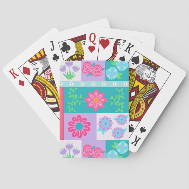 Livsglada blommande blommor design casinokort (Baksidan)