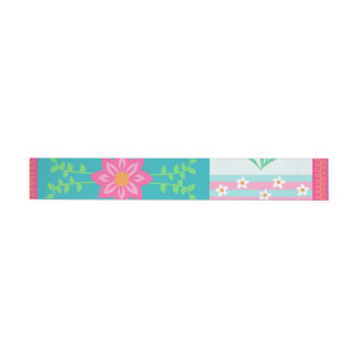 Livsglada blommande blommor design etikettband