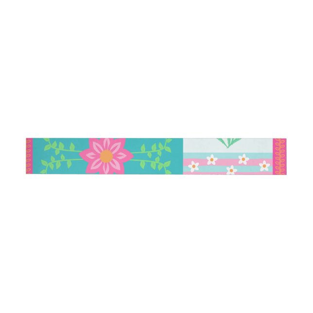 Livsglada blommande blommor design etikettband (Individuell)