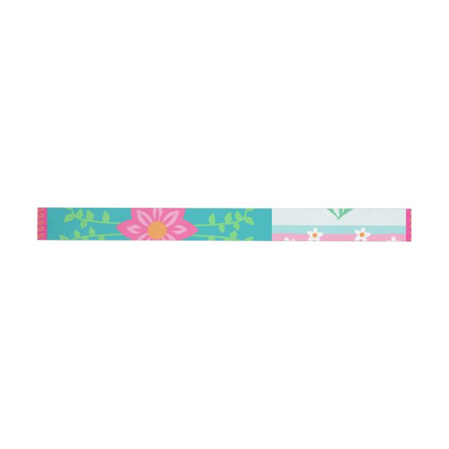 Livsglada blommande blommor design etikettband (Individuell)