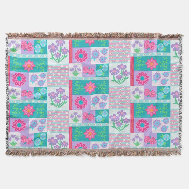 Livsglada blommande blommor design filt (Framsidan)