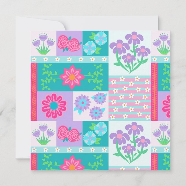 Livsglada Blommande Blommor Design Inbjudningar (Framsida)