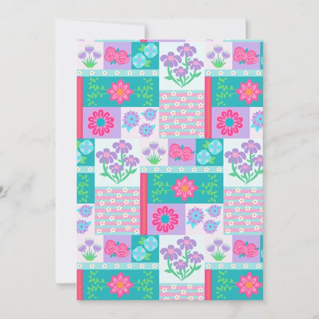 Livsglada blommande blommor design inbjudningar (Framsida)