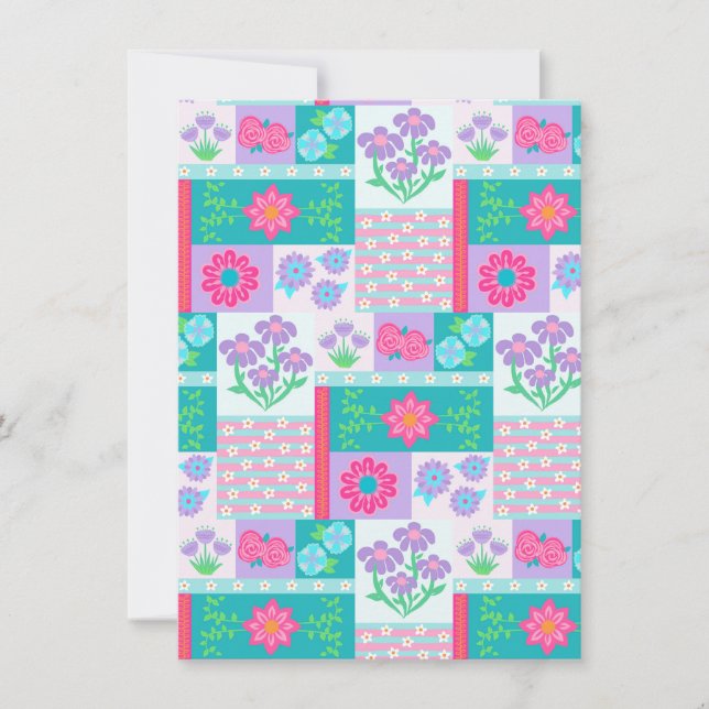 Livsglada blommande blommor design inbjudningar (Framsida)