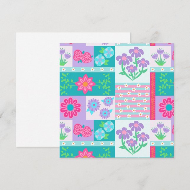 Livsglada blommande blommor design inbjudningar (Fram/baksida)