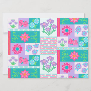 Livsglada Blommande Blommor Design Inbjudningar