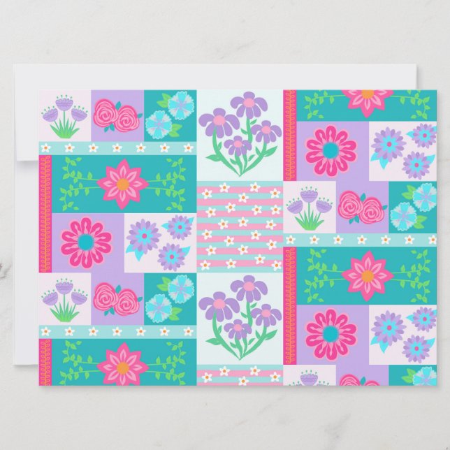 Livsglada Blommande Blommor Design Inbjudningar (Framsida)