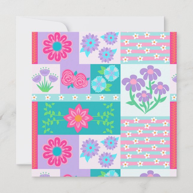 Livsglada blommande blommor design kort (Framsida)