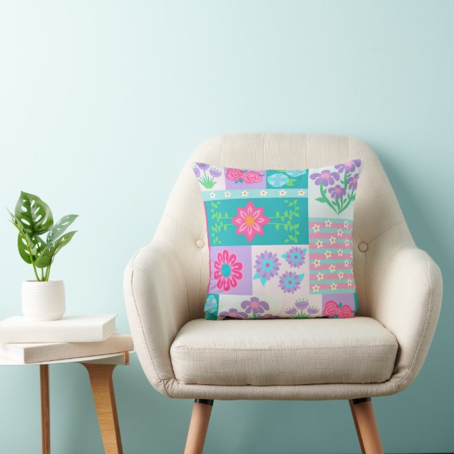 Livsglada blommande blommor design kudde (Stol)
