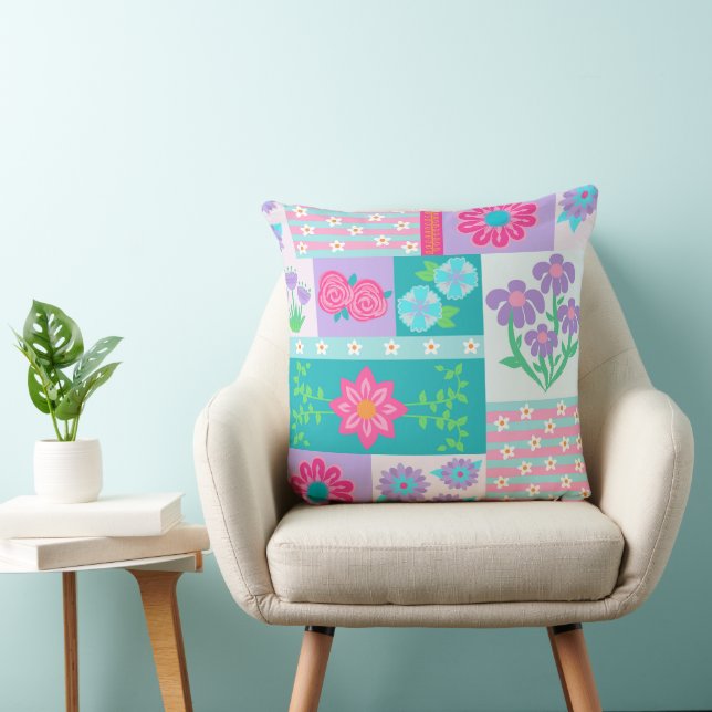 Livsglada blommande blommor design kudde (Stol)
