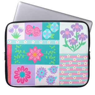 Livsglada blommande blommor design laptop fodral