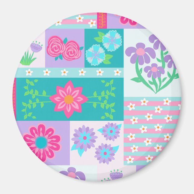 Livsglada blommande blommor design magnet (Framsidan)