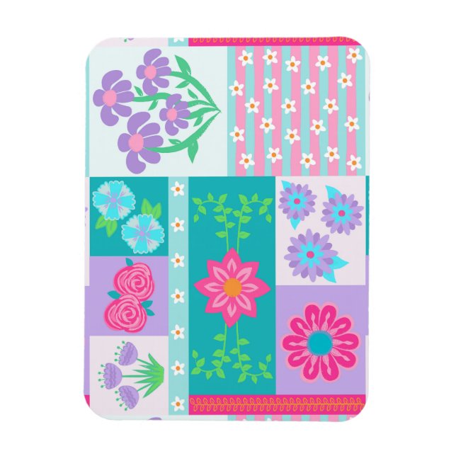 Livsglada blommande blommor design magnet (Vertikal)