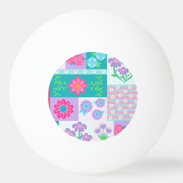 Livsglada blommande blommor design pingisboll (Framsidan)
