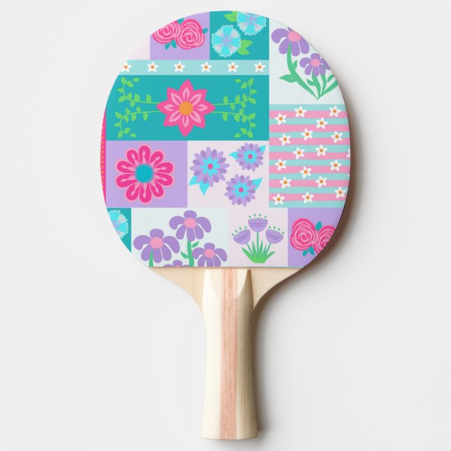 Livsglada blommande blommor design pingisracket (Framsidan)