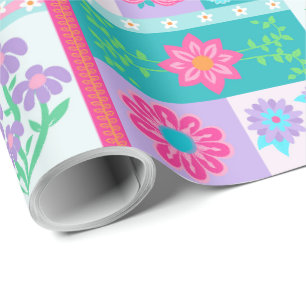 Livsglada blommande blommor design presentpapper