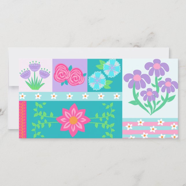 Livsglada blommande blommor design spara datumet (Framsida)