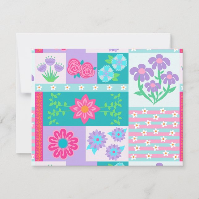Livsglada blommande blommor design spara datumet (Framsida)