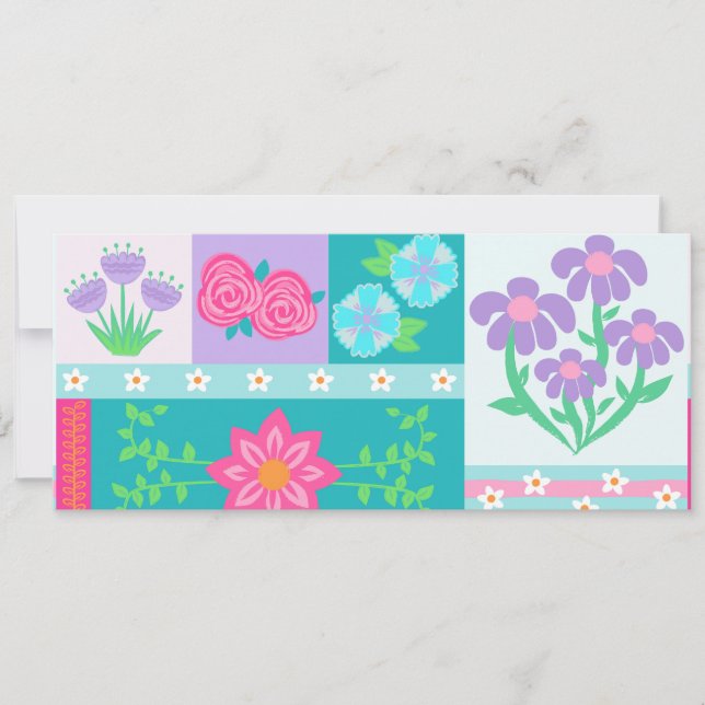 Livsglada blommande blommor design spara datumet (Framsida)