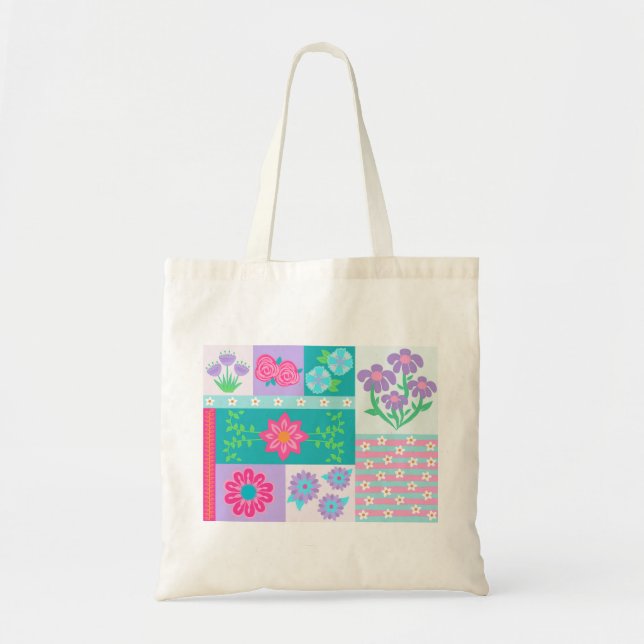 Livsglada blommande blommor design tygkasse (Framsidan)