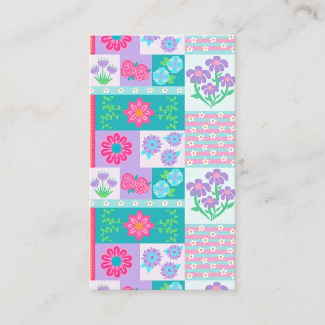 Livsglada blommande blommor design visitkort (Framsida)