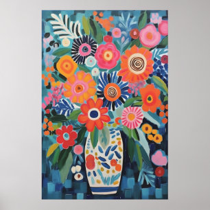 Livsglada Blommor Matisse-Inspirerad Blomstergylle Poster
