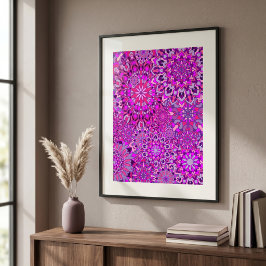 Livsglada Boho Chic Rosa Lila Blommiga Mandalas Poster