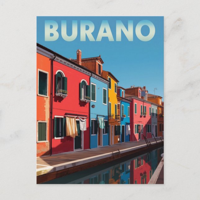 Livsglada Buranoön Italien Vykort (Framsida)