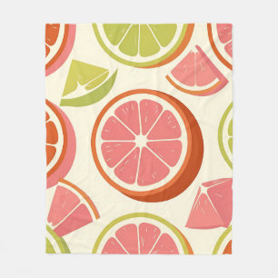Livsglada Citrus Grapefrukt Orange Lime Skivor Fleecefilt