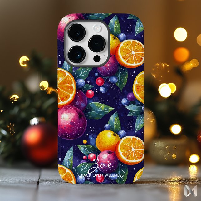 Livsglada Citrus- och Bärfrukter Mönster på Marinb (Skapare uppladdad)