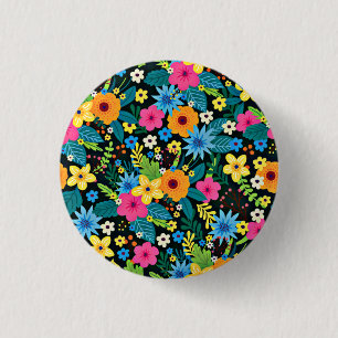 Livsglada Ditsy blommor Blommönster Design-43785 Knapp