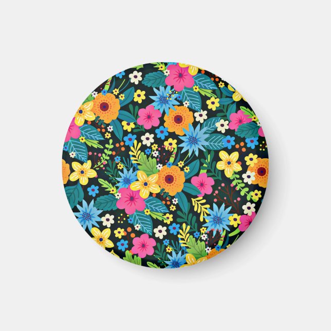 Livsglada Ditsy-blommor Blommönster Design-43785 Magnet (Framsidan)