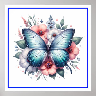 Livsglada fjäril blommig bukett Art-96283 Poster