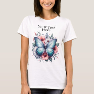 Livsglada fjäril blommig bukett Art-96283 T Shirt