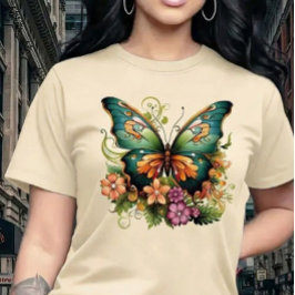 Livsglada Förtrollade Fjäril & Blomsterträdgård T Shirt