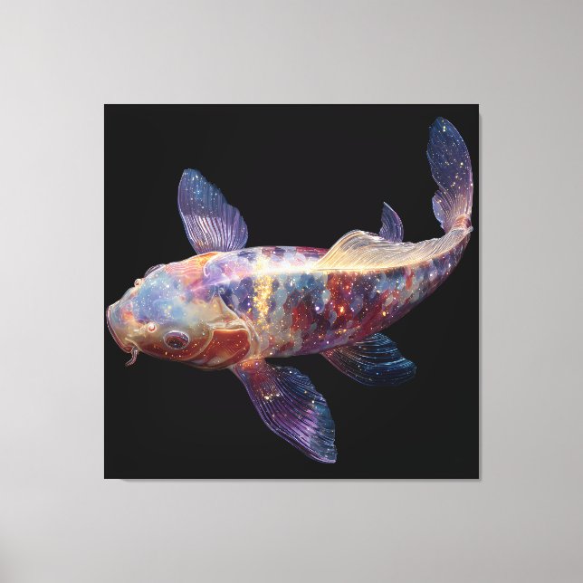 Livsglada Galaxy Koi Canvastryck (Framsida)