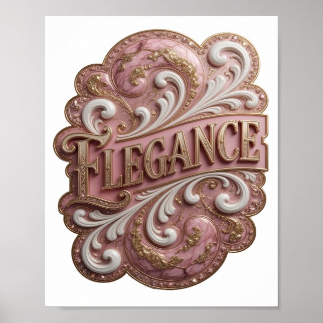Livsglada Guld ELEGANS Slogan Design Poster (Framsidan)