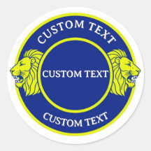 Livsglada Lejon Duo Emblem Inuti Blå Cirkel