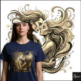 Livsglada Par Omfamnar Psykedelisk Flytande Konst T Shirt