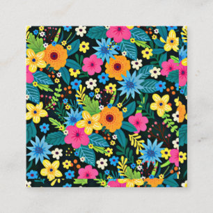 Livsglada små blommor Blommönster Design-43785 Fyrkantigt Visitkort