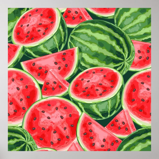 Livsglada sommarskivor av vattenmelon Mönster Poster (Framsidan)