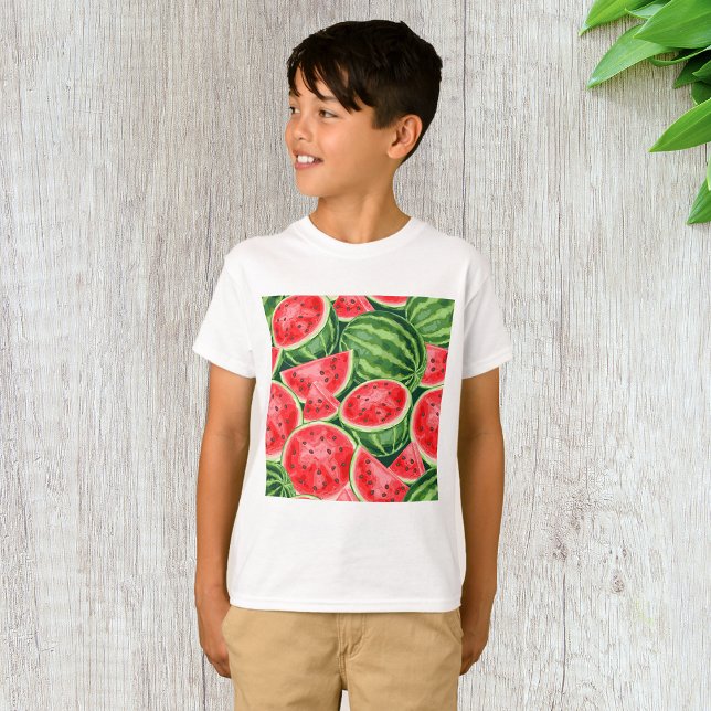 Livsglada sommarskivor av vattenmelon Mönster T Shirt (Skapare uppladdad)