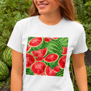 Livsglada sommarskivor av vattenmelon Mönster T Shirt
