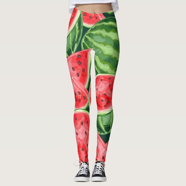 Livsglada sommarvattenmelon skivor Mönster Leggings (Framsida)