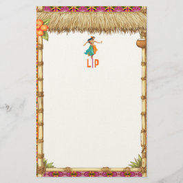 Livsglada tropiska hawaiianska Tiki Luau-bambu Brevpapper