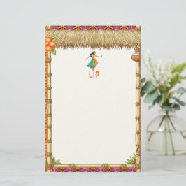 Livsglada tropiska hawaiianska Tiki Luau-bambu Brevpapper
